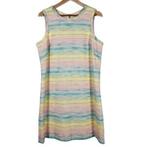 Multicolored Striped Sarah Campbell Sleeveless Shift Dress Size 14